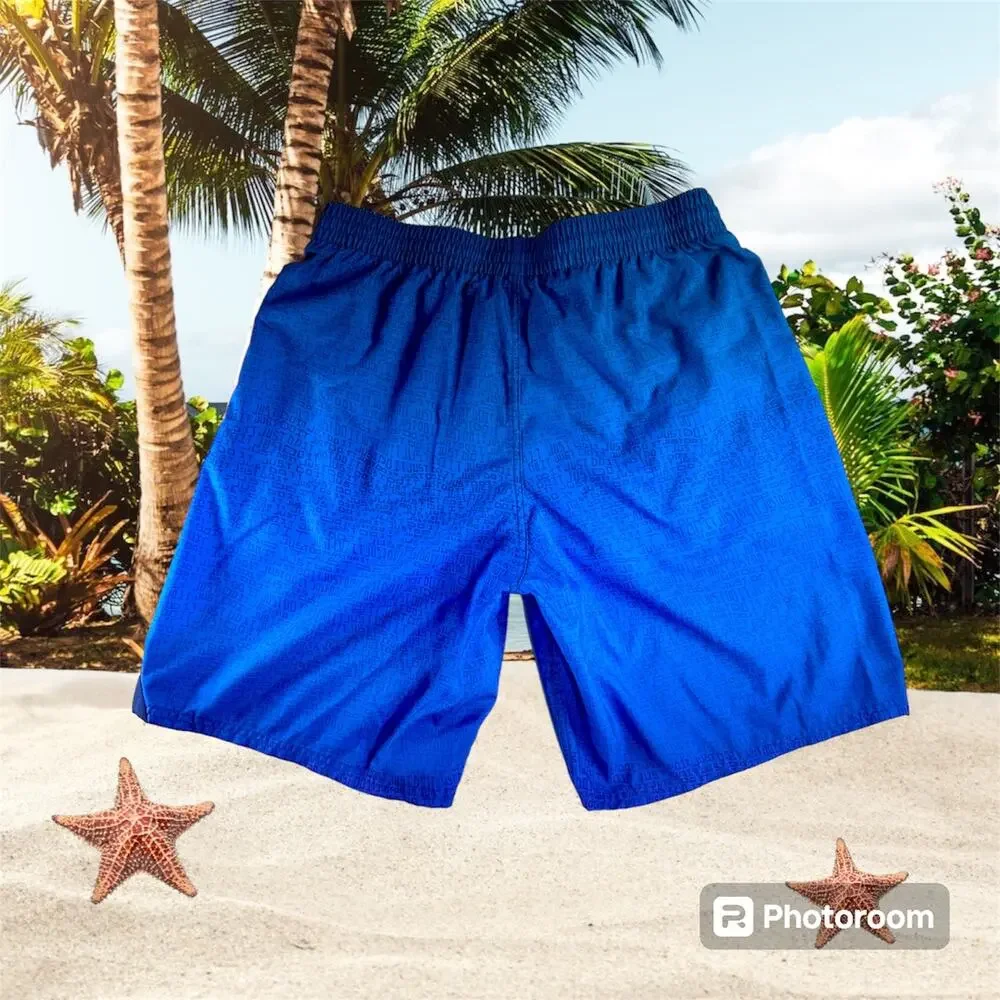 Nike Men's Large Blue Ombre Just Do It Swoosh Patch Swim Trunks Shorts Mesh